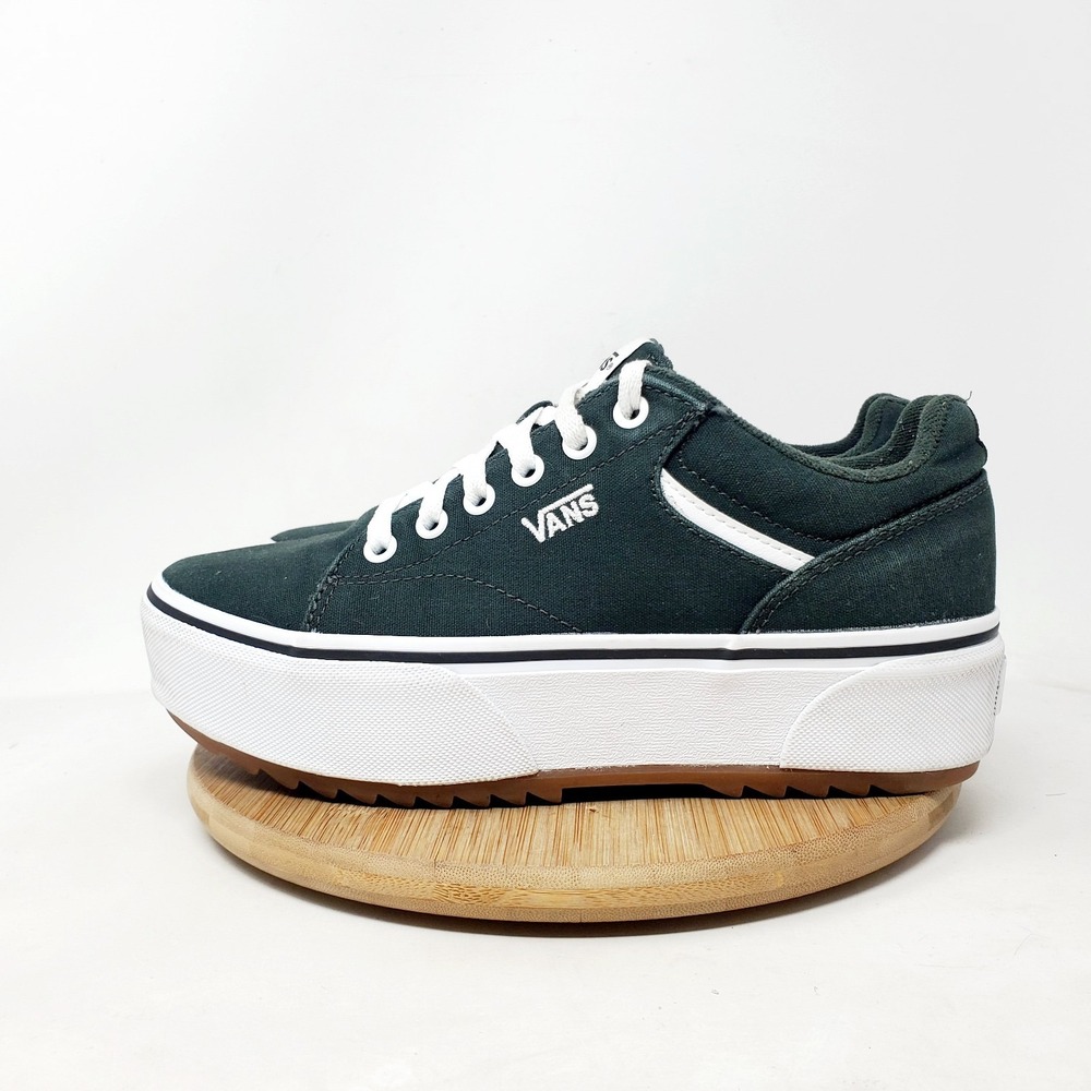 Vans Seldan Platform Shoes Womens 8 Dark Green Canvas Chunky Skate Sneaker